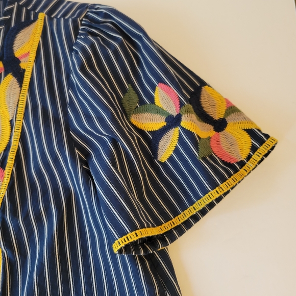 Madewell fable boho embroidered floral stiped top - Picture 9 of 12